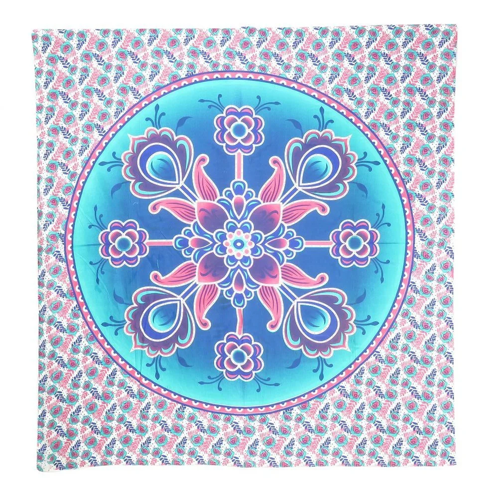 Oussum Decorative Tapestries Blue-Red Floral Print Wall Art Ceiling Décor Cover